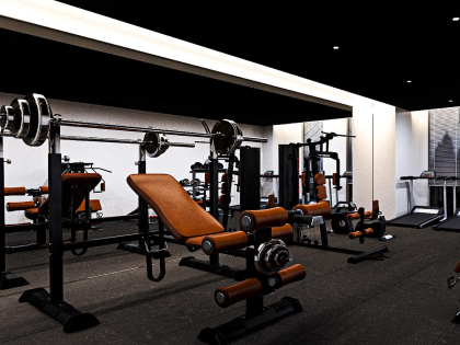 Gym with weight training equipment
